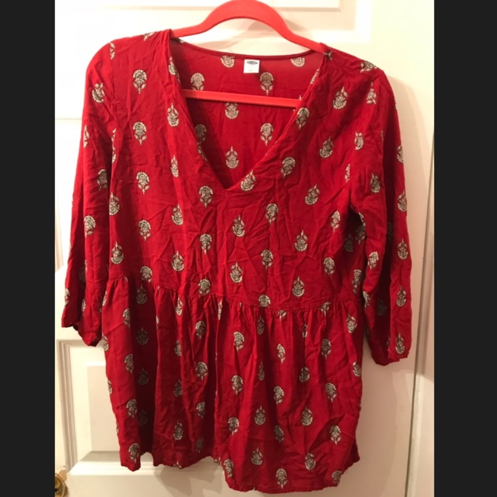 Red Flower Pattern Blouse - Old Navy (RIP)